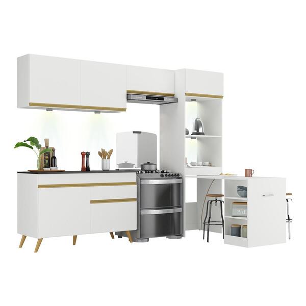Armário De Cozinha Compacta 252cm Com Leds Veneza Up Multimóv