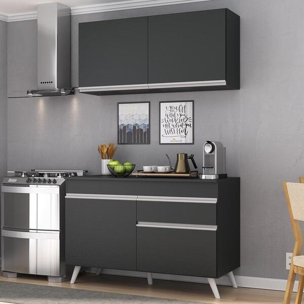 Armário De Cozinha Compacta 2 Peças Mp3687.898 Veneza Preto