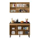 Armário De Cozinha Compacta 2 Peças Preto Nature Karen Petern