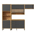 Armário De Cozinha Compacta 4 Peças 7 Portas Com Vidro 274cm