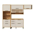 Armário De Cozinha Compacta 4 Peças 7 Portas Com Vidro 274cm