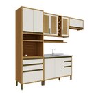 Armário De Cozinha Compacta 4 Peças 9 Portas Com Vidro E Sem