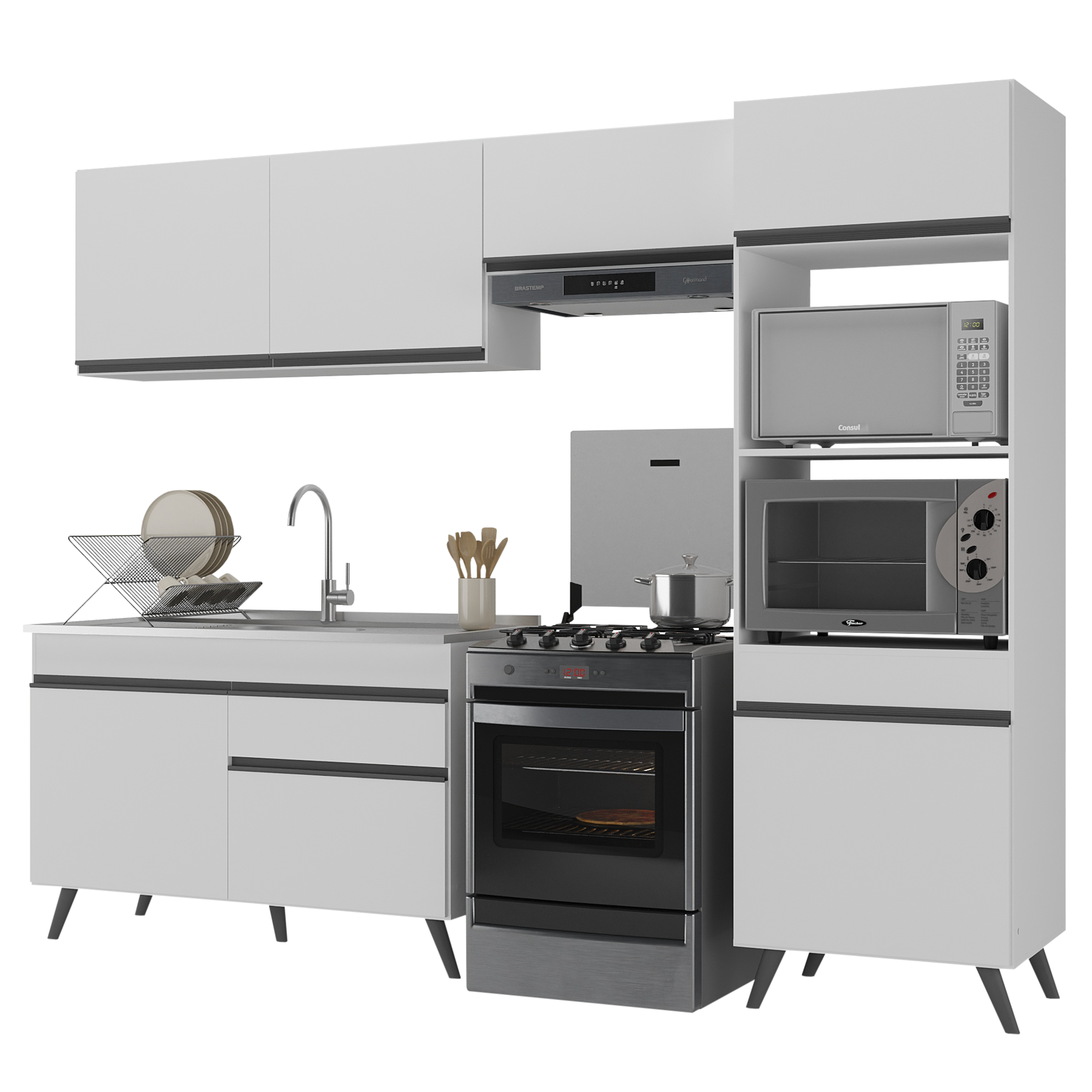 Armário De Cozinha Compacta 4 Peças Mp3693.964 Veneza Multimóveis