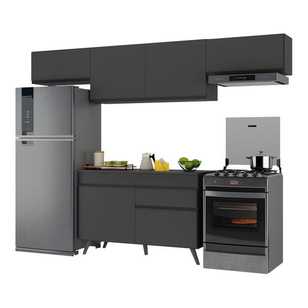 Armário De Cozinha Compacta 4 Peças Mp3697.895 Veneza Preto