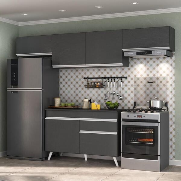 Armário De Cozinha Compacta 4 Peças Mp3697.898 Veneza Preto