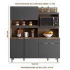 Armário De Cozinha Compacta 6 Portas 1 Gaveta Carvalho Grafit