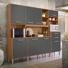 Armário De Cozinha Compacta 8 Portas 2 Gavetas Ipe E Chumbo H