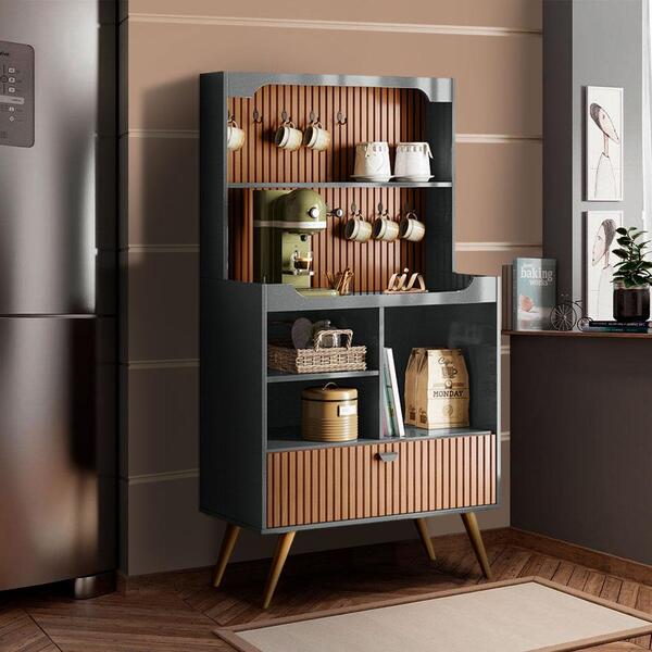 Armário De Cozinha Compacta Cantinho Do Café Preto Fosco Marr