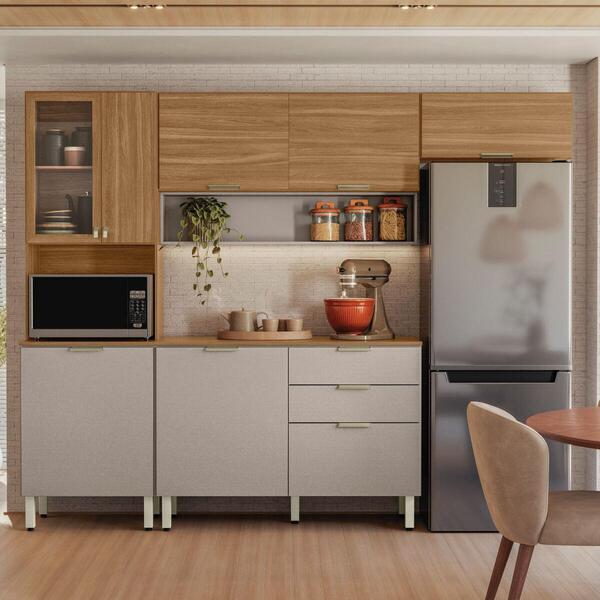 Armário De Cozinha Compacta Com Balcão 250cm 4 Pçs Multimóvei