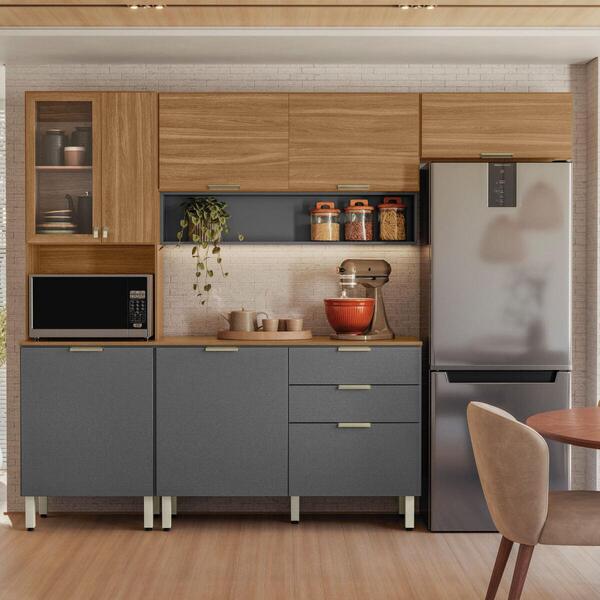 Armário De Cozinha Compacta Com Balcão 250cm 4 Pçs Multimóvei