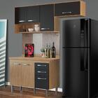 Armário De Cozinha Compacta Com Balcão 3 Peças Mel Grafite Bé