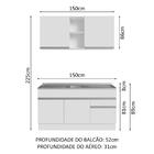 Armário De Cozinha Compacta Com Pia 150cm Branco Glamy Madesa
