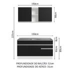 Armário De Cozinha Compacta Com Pia 150cm Branco/preto Glamy