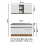 Armário De Cozinha Compacta Com Pia 150cm Rustic/branco Glamy
