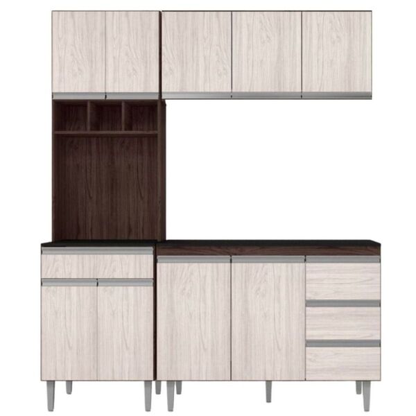 Armário De Cozinha Compacta Com Tampo 180 Cm Andréia Avelã