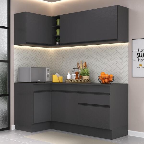 Armário De Cozinha Compacta De Canto Com Rodapé Veneza Multim