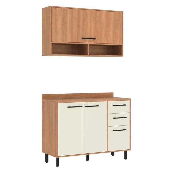 Armário De Cozinha Compacta Modulada Com Balcão Havana Multim