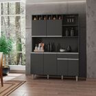 Armário De Cozinha Compacta Multiuso Com Tampo Carol Cinza