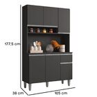 Armário De Cozinha Compacta Multiuso Com Tampo Marcia Cinza