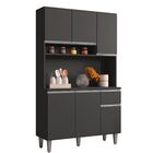 Armário De Cozinha Compacta Multiuso Com Tampo Marcia Cinza