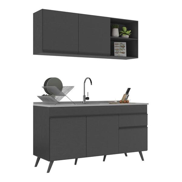 Armário De Cozinha Compacta Veneza Multimóveis Mp2142.895 Preto