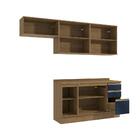 Armário De Cozinha Completa 100% Mdf 240cm Nogueira/azul Prof