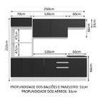 Armário De Cozinha Completa 100% Mdf 250cm Branco/preto Acord