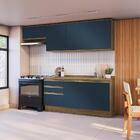 Armário De Cozinha Completa 100% Mdf 260cm Nogueira/azul Prof
