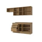 Armário De Cozinha Completa 100% Mdf 260cm Nogueira Celeste K