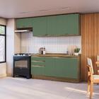 Armário De Cozinha Completa 100% Mdf 260cm Nogueira/verde Cel