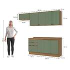 Armário De Cozinha Completa 100% Mdf 260cm Nogueira/verde Cel