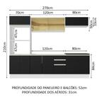 Armário De Cozinha Completa 100% Mdf 270cm Branco/preto Acord