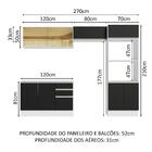 Armário De Cozinha Completa 100% Mdf 270cm Branco/preto Acord