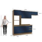 Armário De Cozinha Completa 100% Mdf 270cm Nogueira/azul Prof