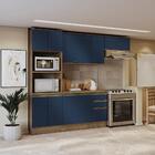 Armário De Cozinha Completa 100% Mdf 270cm Nogueira/azul Prof