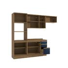 Armário De Cozinha Completa 100% Mdf 270cm Nogueira/azul Prof