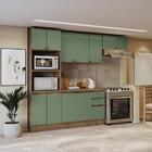 Armário De Cozinha Completa 100% Mdf 270cm Nogueira/verde Cel
