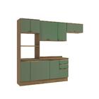 Armário De Cozinha Completa 100% Mdf 270cm Nogueira/verde Cel