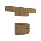 Armário De Cozinha Completa 100% Mdf 280cm Nogueira Celeste K