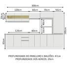 Armário De Cozinha Completa 100% Mdf 300cm Frentes Branco Sma