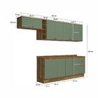 Armário De Cozinha Completa 100% Mdf 300cm Nogueira/verde Cel