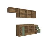 Armário De Cozinha Completa 100% Mdf 300cm Nogueira/verde Cel