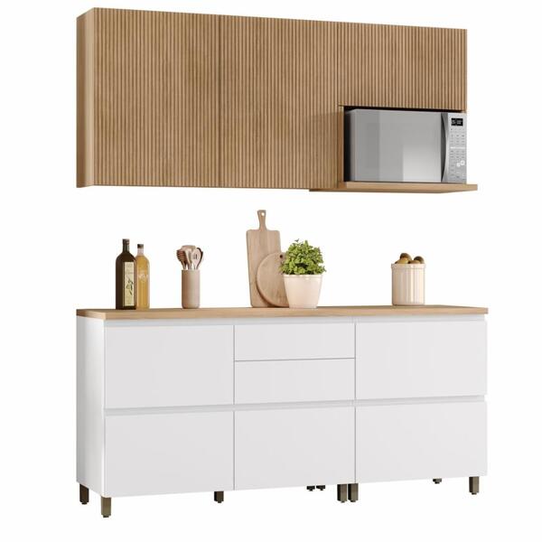 Armário De Cozinha Completa 100% Mdf 7 Portas 5 Gavetas Raiss