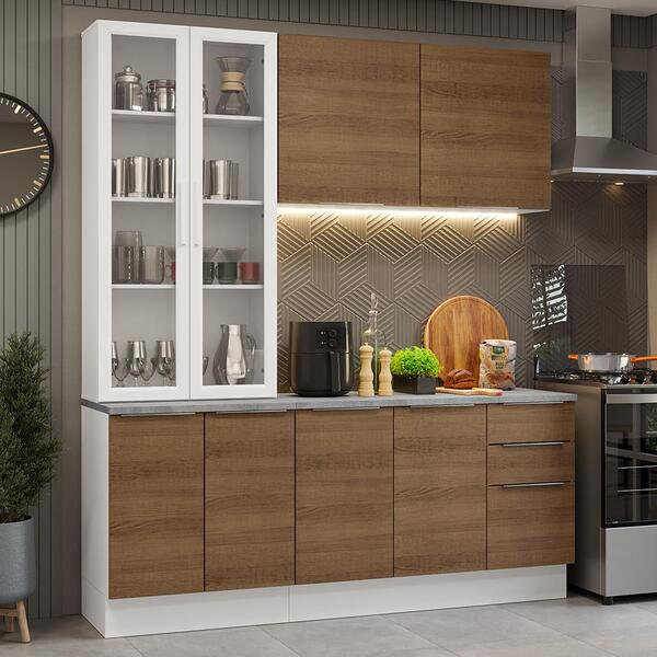 Armário De Cozinha Completa 190cm Branco/rustic Stella Madesa