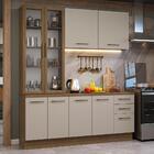 Armário De Cozinha Completa 190cm Com Cristaleira Rustic/crem