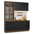 Armário De Cozinha Completa 190cm Com Cristaleira Rustic/pret