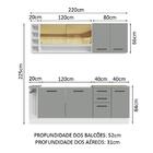 Armário De Cozinha Completa 220cm Branco/cinza Agata Da Thêmi