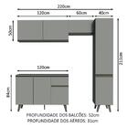 Armário De Cozinha Completa 220cm Cinza Nice Madesa 03