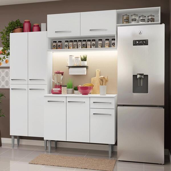 Armário De Cozinha Completa 229cm Branco Emilly Madesa 18xa | Leroy Merlin