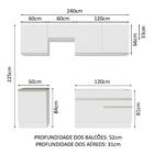 Armário De Cozinha Completa 240cm Branco Glamy Madesa 08